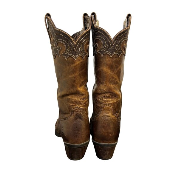 Ariat Western Brown Leather Boots Size 7.5 With Embroidered Floral Design - Picture 4 of 9